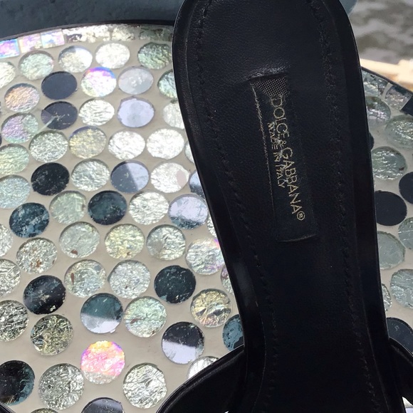 Dolce & Gabbana Slip-on Black Patent Leather 3” Slides with Criss-Cross Strap - Picture 11 of 16